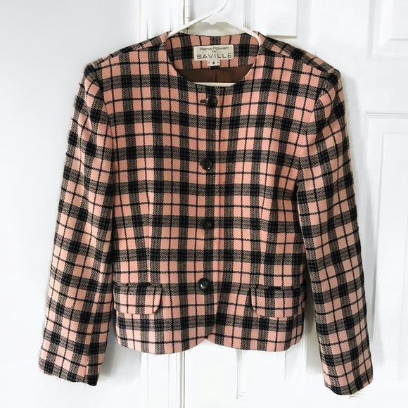 Vintage Rena Rowan for Saville Clueless Style 100% Wool Plaid Button Down Blazer - Picture 1 of 10